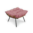 Kit Poltrona E Puff Costela Suede Rosê Base Metálica - Pallaz