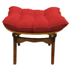 Kit Poltrona E Puff Costela Suede Vermelho Base Madeira Casta