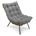 Kit Poltrona E Puff Costela Veludo Base Metálica - Pallazio -