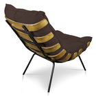 Kit Poltrona E Puff Costela Veludo Base Metálica - Pallazio -