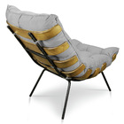 Kit Poltrona E Puff Costela Veludo Base Metálica - Pallazio -