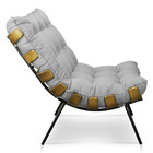 Kit Poltrona E Puff Costela Veludo Base Metálica - Pallazio -