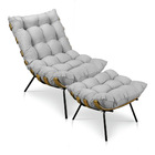 Kit Poltrona E Puff Costela Veludo Base Metálica - Pallazio -