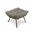 Kit Poltrona E Puff Costela Veludo Capuccino Base Metálica -