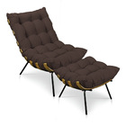 Kit Poltrona E Puff Costela Veludo Marrom Base Metálica - Pal