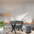 Kit Poltrona E Puff Decorativa Aruba Pés Metal Estilo Industr