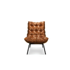 Kit Poltrona E Puff Decorativo Costela Courino Nozes Caramelo