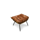 Kit Poltrona E Puff Decorativo Costela Courino Nozes Caramelo