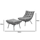 Kit Poltrona E Puff Decorativo Costela Veludo Cinza  - Montan