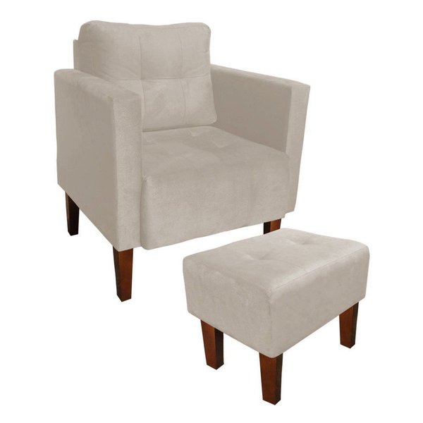 kit poltrona e puff decorativo livia