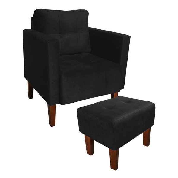 kit poltrona e puff decorativo livia