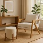 Kit Poltrona E Puff Decorativo Luxo Sala Escritório Lana Bouc