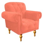 Kit Poltrona E Puff Decorativos Dani Suede Coral - Amarena Mó