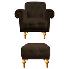 Kit Poltrona E Puff Decorativos Dani Suede Marrom - Amarena M