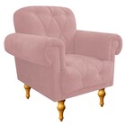 Kit Poltrona E Puff Decorativos Dani Suede Rosê - Amarena Móv