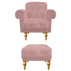 Kit Poltrona E Puff Decorativos Dani Suede Rosê - Amarena Móv