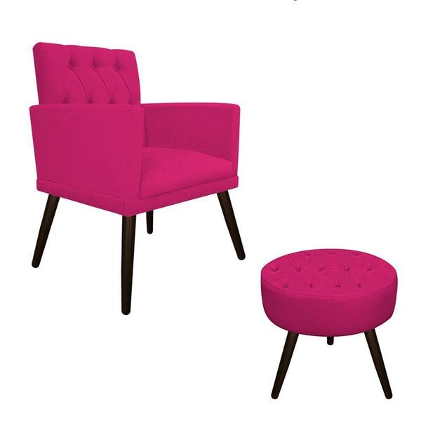 Kit Poltrona E Puff Fernanda Suede Pink
