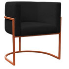 Kit Poltrona E Puff Luana Base Bronze Veludo Preto - Montanar