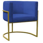 Kit Poltrona E Puff Luana Base Gold Veludo Azul Marinho - Mon