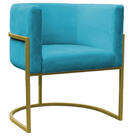 Kit Poltrona E Puff Luana Base Gold Veludo Azul Turquesa - Mo