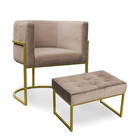 Kit Poltrona E Puff Luana Base Gold Veludo Cappuccino - Monta