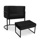 Kit Poltrona E Puff Luana Base Preto Veludo Preto - Montanari