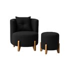 Kit Poltrona E Puff Luna Decorativa Curvo Orgânico Boucle Chu