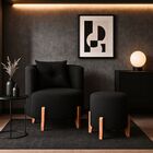 Kit Poltrona E Puff Luna Decorativa Curvo Orgânico Boucle Chu