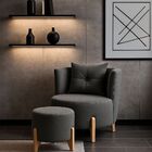 Kit Poltrona E Puff Luna Decorativa Curvo Orgânico Boucle Cin