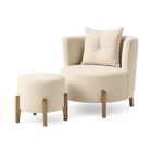 Kit Poltrona E Puff Luna Decorativa Curvo Orgânico Boucle - M