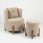 Kit Poltrona E Puff Luna Decorativa Curvo Orgânico Boucle - M