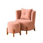 Kit Poltrona E Puff Luna Decorativa Curvo Orgânico Boucle Ros