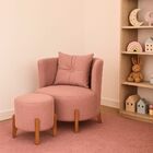 Kit Poltrona E Puff Luna Decorativa Curvo Orgânico Boucle Ros