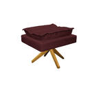 Kit Poltrona E Puff Opala Base Giratória De Madeira Corano  -