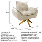 Kit Poltrona E Puff Opala Base Giratória De Madeira Corano  -