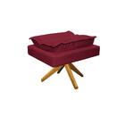 Kit Poltrona E Puff Opala Base Giratória De Madeira Suede Bor