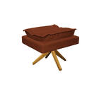 Kit Poltrona E Puff Opala Base Giratória De Madeira Suede Ter