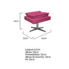 Kit Poltrona E Puff Opala Base Giratória De Metal Corano Pink