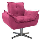 Kit Poltrona E Puff Opala Base Giratória De Metal Corano Pink