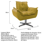 Kit Poltrona E Puff Opala Base Giratória De Metal Suede Amare