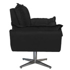 Kit Poltrona E Puff Opala Base Giratória De Metal Suede Preto