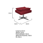 Kit Poltrona E Puff Opala Base Giratória De Metal Suede Verme