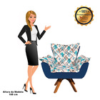 Kit Poltrona E Puff Opala Giratório Suede Azul Marinho Com D3