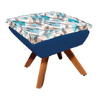 Kit Poltrona E Puff Opala Giratório Suede Azul Marinho Com D3