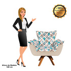 Kit Poltrona E Puff Opala Giratório Suede Bege Com D33 Base M