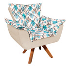 Kit Poltrona E Puff Opala Giratório Suede Bege Com D33 Base M