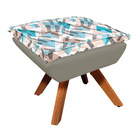 Kit Poltrona E Puff Opala Giratório Suede Com D33 Base Madeir