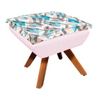 Kit Poltrona E Puff Opala Giratório Suede Com D33 Base Madeir