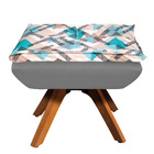 Kit Poltrona E Puff Opala Giratório Suede Com D33 Base Madeir