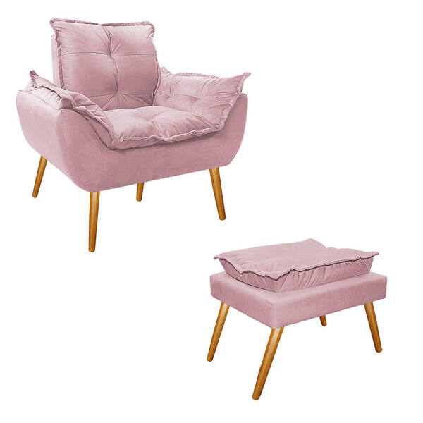 Kit Poltrona E Puff Opala Palito Corano - Doce Sonho Móveis -